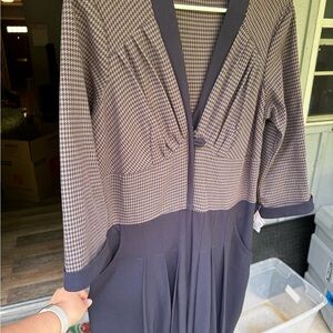 Miss Candy Floss - size large navy and houndstooth jumpsuit